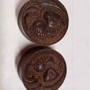 Handcarved Wooden Gauges Earrings 25.4 mm/1 Inch